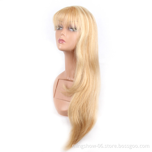 613 Honey Blonde Color Remy Brazilian Straight Human Hair Wig 24 inch For Black Women